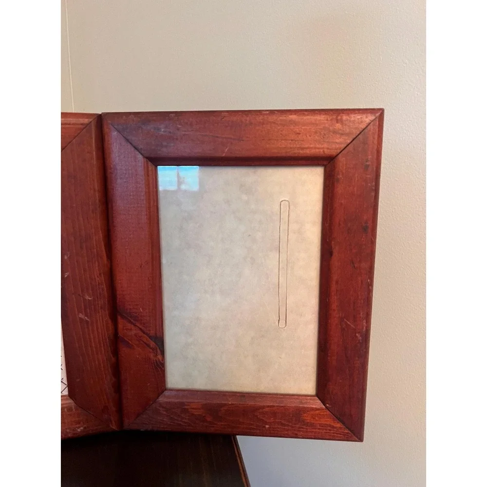 VTG Wedding Photo Frame Clock Triple Wood Frame Quartz Clock Anniversary Gift